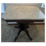 VINTAGE ORNATE PARLOR TABLE W/MARBLE TABLE