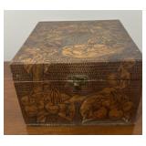 DECORATIVE STORAGE BOX W/HINGED LID-APPROX. 9"x9"/