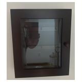WOODEN KEY STORAGE BOX W/GLASS INSERT DOOR