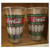(2)COCA-COLA GLASSES-GLASS (2)COCA-COLA GLASSES-GLASS