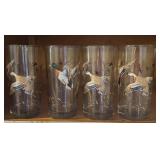 GLASS DRINKING TUMBLERS-WILD BIRD DESIGN GLASS DRINKING TUMBLERS-WILD BIRD DESIGN