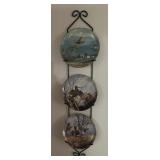 (3)COLLECTOR PLATES W/HANGING RACK (3)COLLECTOR PLATES W/HANGING RACK