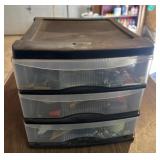 3PLASTIC DRAWER CABINET W/ASSORTED CONTENTS