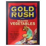 VINTAGE CRATE/BOX LABEL-GOLD RUSH VEGETABLES VINTAGE CRATE/BOX LABEL-GOLD RUSH VEGETABLES