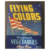 VINTAGE CRATE/BOX LABEL-FLYING COLORS VEGETABLES VINTAGE CRATE/BOX LABEL-FLYING COLORS VEGETABLES