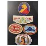 (5) DIFFERENT "OLD" CIGAR BOX LABELS (5) DIFFERENT "OLD" CIGAR BOX LABELS