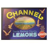 VINTAGE CRATE/BOX LABEL-CHANNEL LEMONS VINTAGE CRATE/BOX LABEL-CHANNEL LEMONS