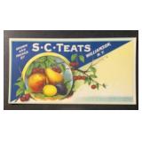 VINTAGE CRATE/BOX LABEL-SC TEATS FRUIT VINTAGE CRATE/BOX LABEL-SC TEATS FRUIT