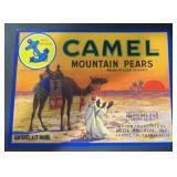 VINTAGE CRATE/BOX LABEL-CAMEL MOUNTAIN PEARS VINTAGE CRATE/BOX LABEL-CAMEL MOUNTAIN PEARS