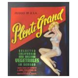 VINTAGE CRATE/BOX LABEL-PLENTI GRAND VEGETABLES VINTAGE CRATE/BOX LABEL-PLENTI GRAND VEGETABLES