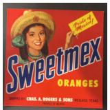 VINTAGE CRATE/BOX LABEL-SWEETMEX ORANGES VINTAGE CRATE/BOX LABEL-SWEETMEX ORANGES