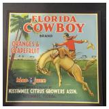 VINTAGE CRATE/BOX LABEL-FLORIDA COWBOY CITRUS VINTAGE CRATE/BOX LABEL-FLORIDA COWBOY CITRUS