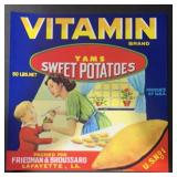 VINTAGE CRATE/BOX LABEL-VITAMIN SWEET POTATOES VINTAGE CRATE/BOX LABEL-VITAMIN SWEET POTATOES