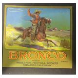VINTAGE CRATE/BOX LABEL-BRONCO/HORSE VINTAGE CRATE/BOX LABEL-BRONCO/HORSE