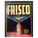 VINTAGE CRATE/BOX LABEL-FRISCO VEGETABLES VINTAGE CRATE/BOX LABEL-FRISCO VEGETABLES