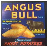VINTAGE CRATE/BOX LABEL-ANGUS BULL SWEET POTATOES VINTAGE CRATE/BOX LABEL-ANGUS BULL SWEET POTATOES