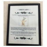 PILLSBURY COLLECTIBLE-FRAMED DECOR ITEM-OBITUARY/