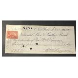 VINTAGE BANK CHECK W/STAMP-DATED "1901"