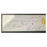 VINTAGE BANK CHECK W/STAMP-DATED "1870"