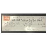 VINTAGE BANK CHECK W/STAMP-DATED "1900"