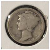 1916-P MERCURY DIME  (90% SILVER) "FIRST YEAR"