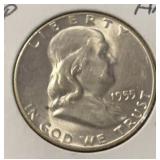 1955-P FRANKLIN HALF DOLLAR (90% SILVER) (UNC)