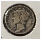 1938-S MERCURY DIME (90% SILVER) (VG)