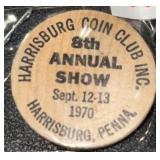 "HARRISBURG, PA" COIN CLUB ***WOODEN NICKEL***