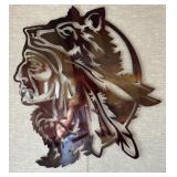 LASER CUT METAL DECOR-"NATIVE AMERICAN & WOLF"/