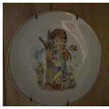COLLECTOR PLATE-LITTLE BOY BESIDE TREE