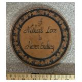 FRANKOMA POTTERY TRIVET-"A MOTHERS LOVE IS NEVER