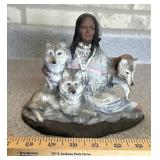 DECOR STATUE-SOUTHWESTERN NATIVE AMERICAN GIRL W/