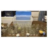 CANNING JARS & MORE W/PLASTIC STORAGE TOTE W/LID