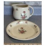 PRISILLA PATTERN PLATE & PITCHER-SMALL CHIP ON