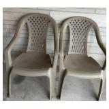 (2)PLASTIC PATIO CHAIR-ROUNDER LATTICE BACK
