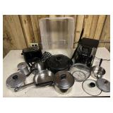 POTS & PANS & MORE W/PLASTIC TOTE