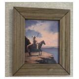 FRAMED ARTWORK-INDIAN ON HORSEBACK/APPROX. 14"x12"
