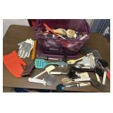 ITEMS FROM THE KITCHEN DRAWER W/PLASTIC TOTE W/LID