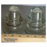 (2)VINTAGE GLASS ELECTRICAL INSULATORS-CHECK OUT