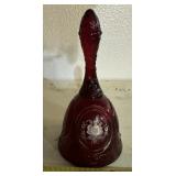 COLLECTIBLE GLASS BELL-"RUBY RED" GLASS W/FLORAL