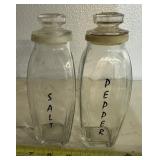 VINTAGE GLASS S&P SET-APPROX. 7" TALL