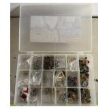 LADIES JEWELRY ITEMS W/PLASTIC DIVIDED STORAGE