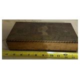 VINTAGE WOODEN BOX-LADY DESIGN ON LID