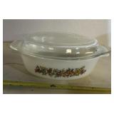 "FIRE KING" OVAL CASSAROLE DISH W/LIS