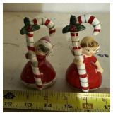 (2)VINTAGE  BELLS-"GIRLS W/CANDY CANES"