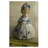 COLLECTIBLE BELL-"LADY IN BLUE/WHITE DRESS"