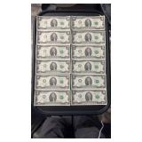 (12) $2.00 BILLS ***SERIAL NUMBER SEQUENCE