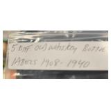 (5) "DIFFERENT" VINTAGE WHISKEY BOTTLE LABELS-