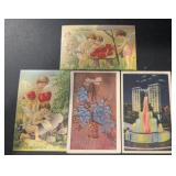 (4) "DIFFERENT" VINTAGE POSTCARDS-"USED & UNUSED"