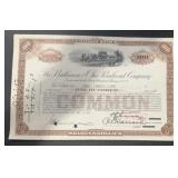 VINTAGE RAILROAD STOCK CERTIFICATE-"THE BALTIMORE